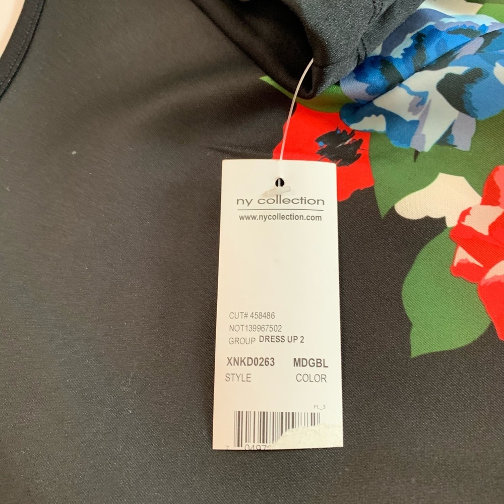 NY Collection Black Floral Women’s Dress Size Medium - Picture 4 of 17